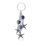 Three Star Fish Evil Eye Keychain